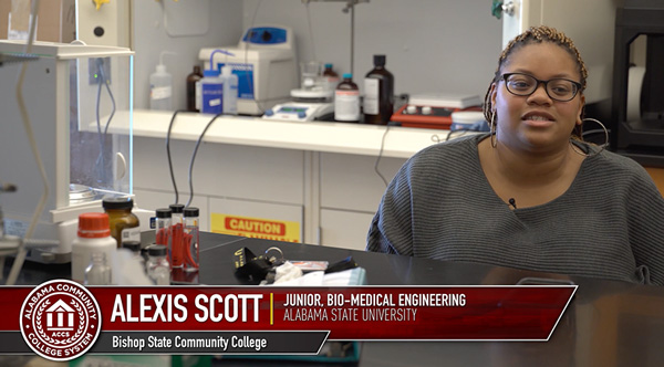 Junior, Alexis Scott from Bishop State Community College speaking about Bio-medical engineering