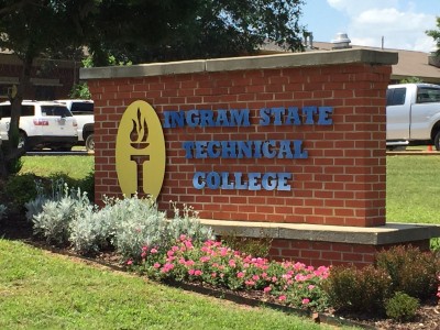 Brick sign that reads "Ingram State Technical College"