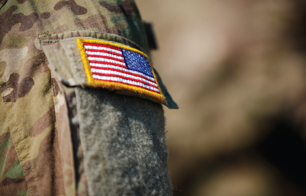 USA flag patch on a US Army arm